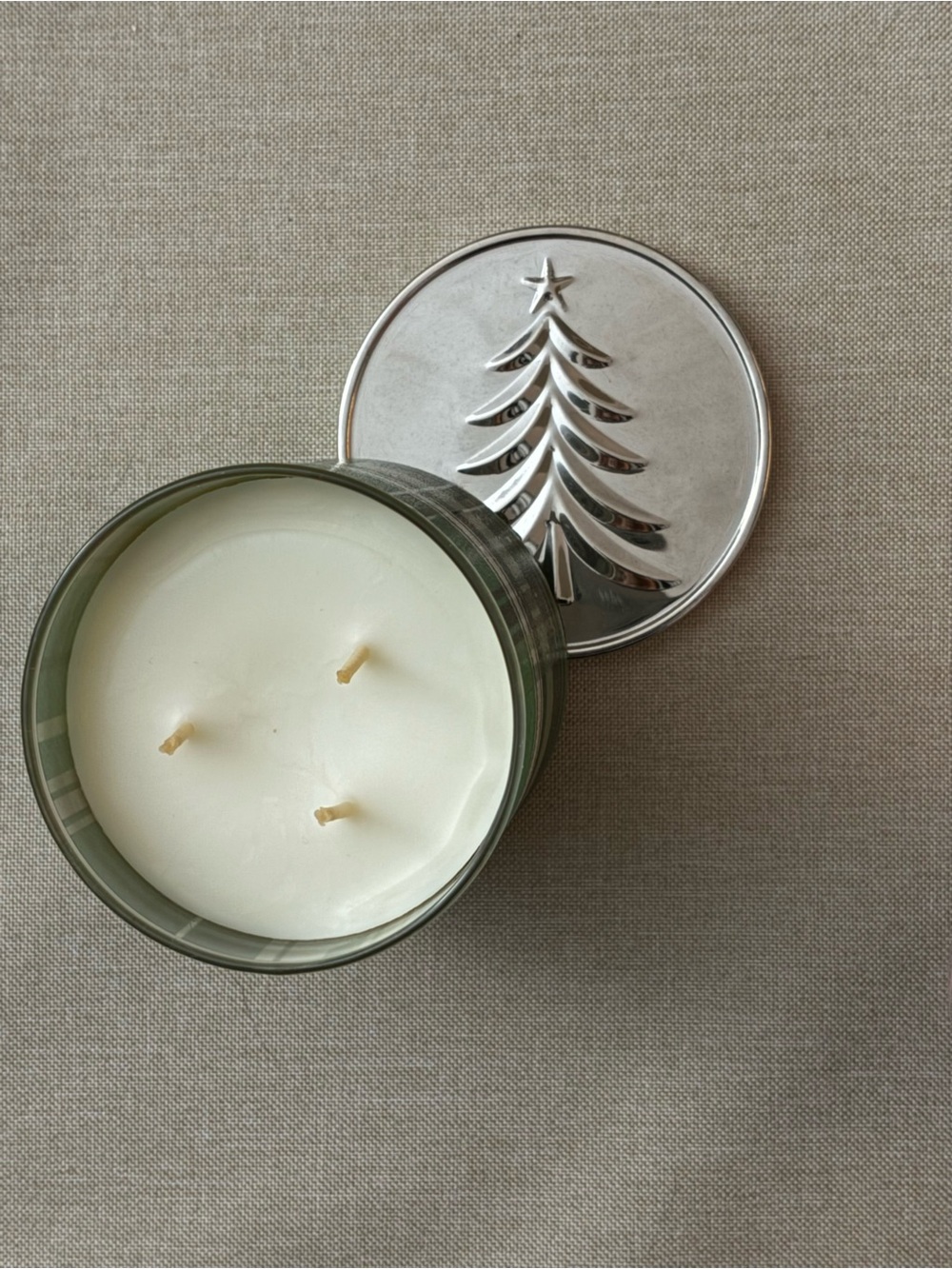 White Barn Green and Gold Iced Winter Balsam Luminary Candle - Picture 2 of 2